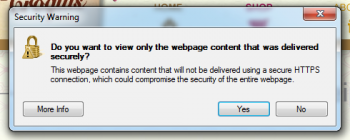 What a security warning looks like in Internet Explorer 8 in Windows 7.