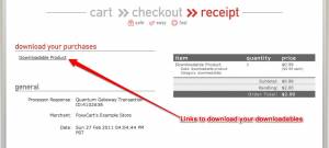 Downloadable product links on the receipt